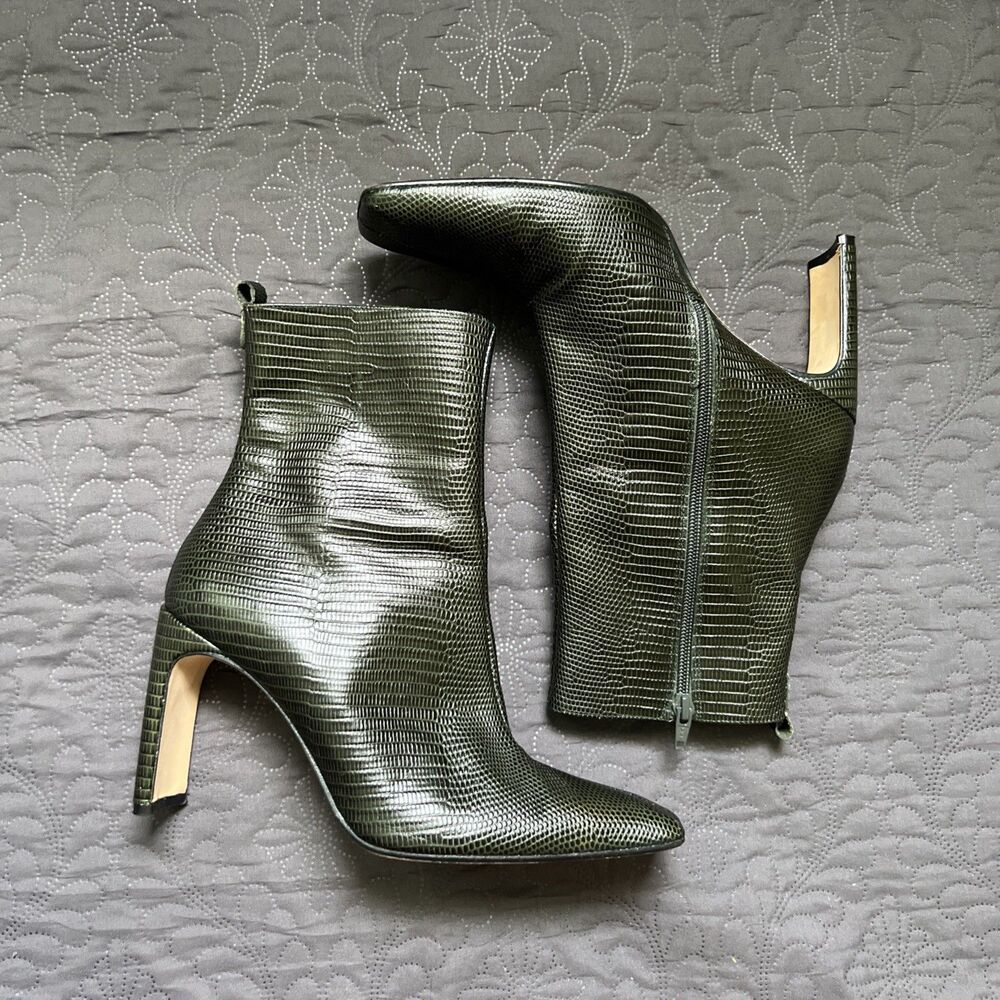 Miista Marcelle Bottle Green Snake Skin Genuine Leather Boots SZ EU40/US9.5/UK 7